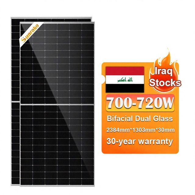 Sunroko Topcon N Type Bifacial Mono Solar Panel 700W 710W 720W 730W Glass to Glass Photovoltaic Solar Panels Customized