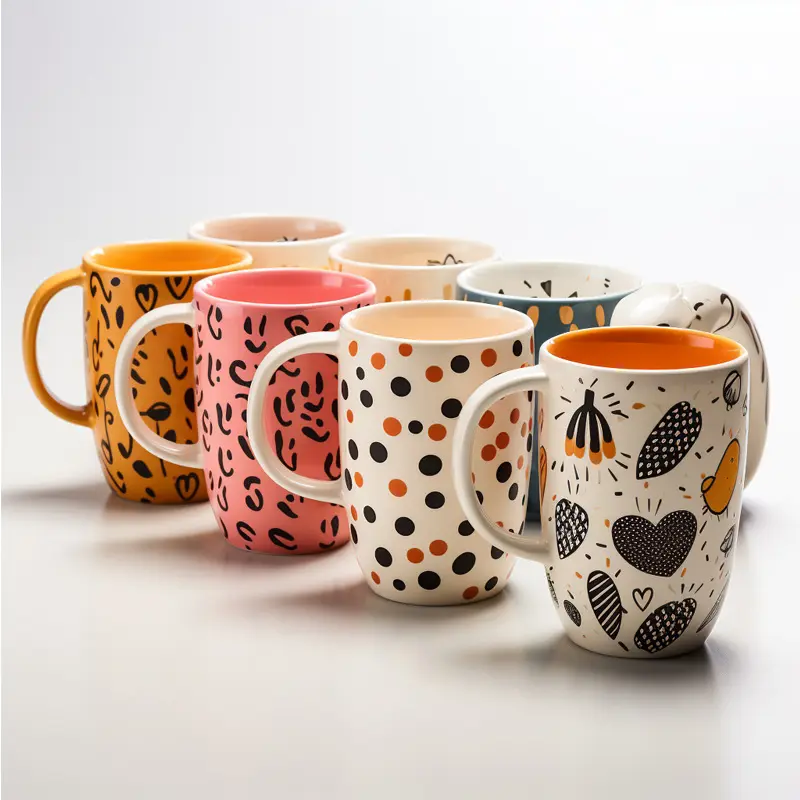 Tazze in ceramica personalizzate tazza da caffè in porcellana con geometria da 12 once per regali cristiani