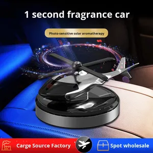 Ambientador Giratorio Solar para Coche al por Mayor, Adorno Metálico de Aromaterapia con Forma de Avión y Helicóptero, Esculturas CQ-0172, Moderno Ambientador para Coche - Product Image 4