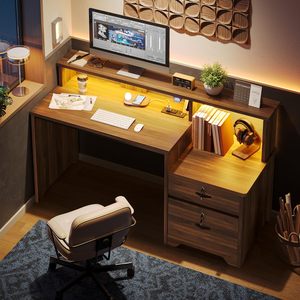Bureau d'ordinateur moderne en bois avec armoire de rangement, mobilier de bureau autonome, poste de travail pour bureau à domicile, design contemporain - Product Image 5