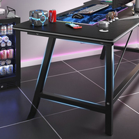 Bureau d'ordinateur noir du fabricant, bureau d'apprentissage à domicile avec éclairage RGB, table de jeu, base en métal