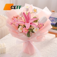 Buket Bunga Rajut Bunga Lily Lavender Campuran Buatan Tangan, Hadiah Ulang Tahun Terbaik untuk Pacar Ibu Istri