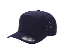 Casquette de baseball perforée au laser à 7 panneaux, imperméable, avec logo personnalisé, casquette de sport ventilée, casquette de camionneur à visière plate vierge