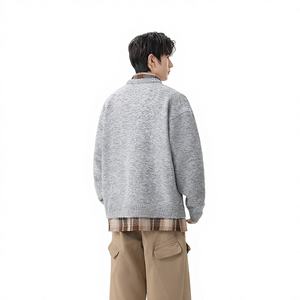 <span class=keywords><strong>Pull</strong></span> en maille ample pour homme, style décontracté, col chemise, patchwork, couleur unie, collection automne-hiver - Product Image 4