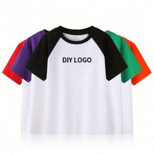 Healthy Knitted Casual Cotton Matching Color Kids Round Neck T <b>Shirts</b> with Custom Logo for Boys and Girls - Product Image 4