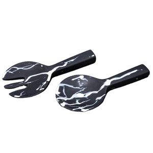 Set di Posate per Insalata con Manico Corto in Resina Ecologica Lavabile in Lavastoviglie di Grado Alimentare Collezione Luxe - Product Image 1