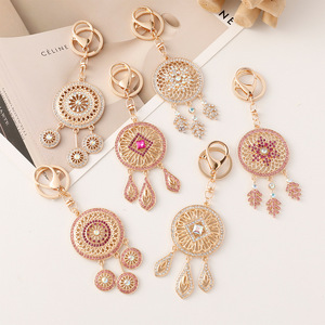 CH-03 Wholesale Key Chain Metal Alloy Crystal Rhinestone Diamond Dream Catcher Keychain