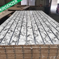 Panneau en bois mdf fendu 18mm, panneau en bois mdf pour affichage 11 lignes, mur en lamelles, prix bon marché pour le marché étranger, vente en gros