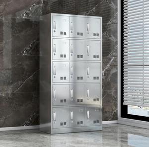 Casier de personnel moderne en acier inoxydable à 15 portes, armoire de rangement métallique étanche pour bureau avec serrure à clé - Product Image 2