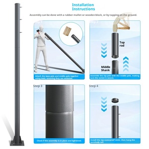 Palo per tenda da sole Z.S Lighting da esterno, 3 metri, in metallo zincato resistente, kit di supporto per tettoia piscina, palo per illuminazione a sezione divisa - Product Image 4