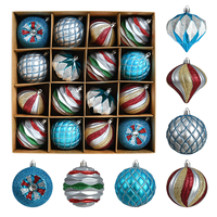 Nouvelles décorations de Noël personnalisées transfrontalières pour la maison, boules de Noël en plastique peintes de 8 cm, ornements suspendus pour fêtes, lot de 6 boîtes