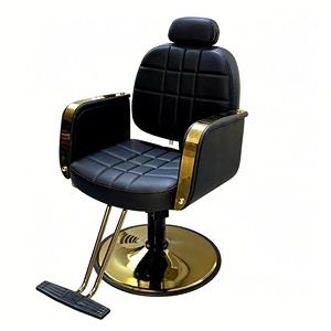 Fauteuil de Barbier Professionnel Doré – Équipement de Coiffure Robuste – Chaise Hydraulique de Salon – Mobilier de Barbier – Chaise de Coiffage - Product Image 4