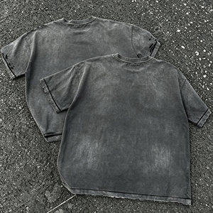 <span class=keywords><strong>T</strong></span>-<span class=keywords><strong>shirt</strong></span> <span class=keywords><strong>Nera</strong></span> da Uomo in Cotone 100% Traspirante 260gsm, Stile Boxy Streetwear, Stampa Grafica DTG, Lavaggio Acido, Effetto Distressed - Direttamente dalla Fabbrica - Product Image 2
