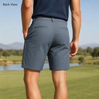Shorts de golf pour hommes en bleu ardoise avec imprimé subtil, shorts de golf extensibles à séchage rapide, OEM ODM, étiquette privée, approvisionnement en gros