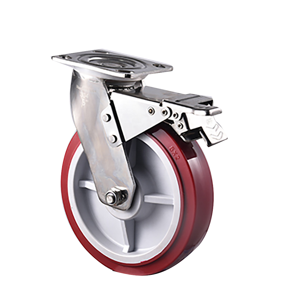 New 4/5/6/8inch 200/250/300/350kg SS PU Heavy Duty Castor Steel Caster Wheels,stainless Steel Caster Wheel