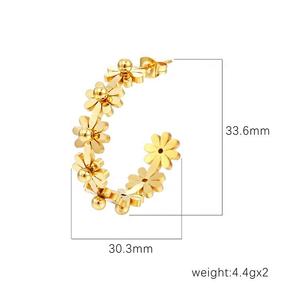 ต่างหูห้อยสไตล์ยุโรปอเมริกัน หรูหรา ลายดอกไม้ สแตนเลส ทันสมัย ใช้งานได้หลากหลาย สินค้ามาใหม่ ของใช้จำเป็นสำหรับไปทะเล ชุบทอง ประดับเพชรซิร์คอน - Product Image 5