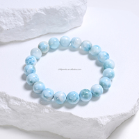 Bracelet en larimar naturel de haute qualité, perles de cristal, pierres précieuses, prix de gros, bleu ciel pur