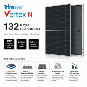 แผงโซลาร์เซลล์แบบสองหน้าชนิด N กำลังไฟ 715W 720W 725W 730W 735W 740W พร้อมแผงพลังงานแสงอาทิตย์แบบกระจกสองชั้น - Product Image 4