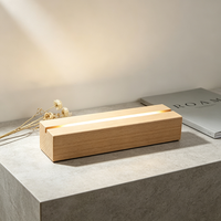 Base de lampe LED en bois USB, support de veilleuse en acrylique, support de lampe rectangulaire, base de lampe 3D en bois, lampe de table, décoration de chambre