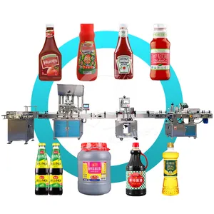 OCEAN Automatic Pneumatic Liquid Paste Bottle Fill Capping Seal Label and Pack Machine Line for Detergent
