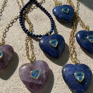 Collier Pendentif en Pierre Naturelle Européenne et Américaine : Œil de Tigre, Lapis Lazuli, Zirconium, Cristal Blanc – Charme Quotidien - Product Image 4