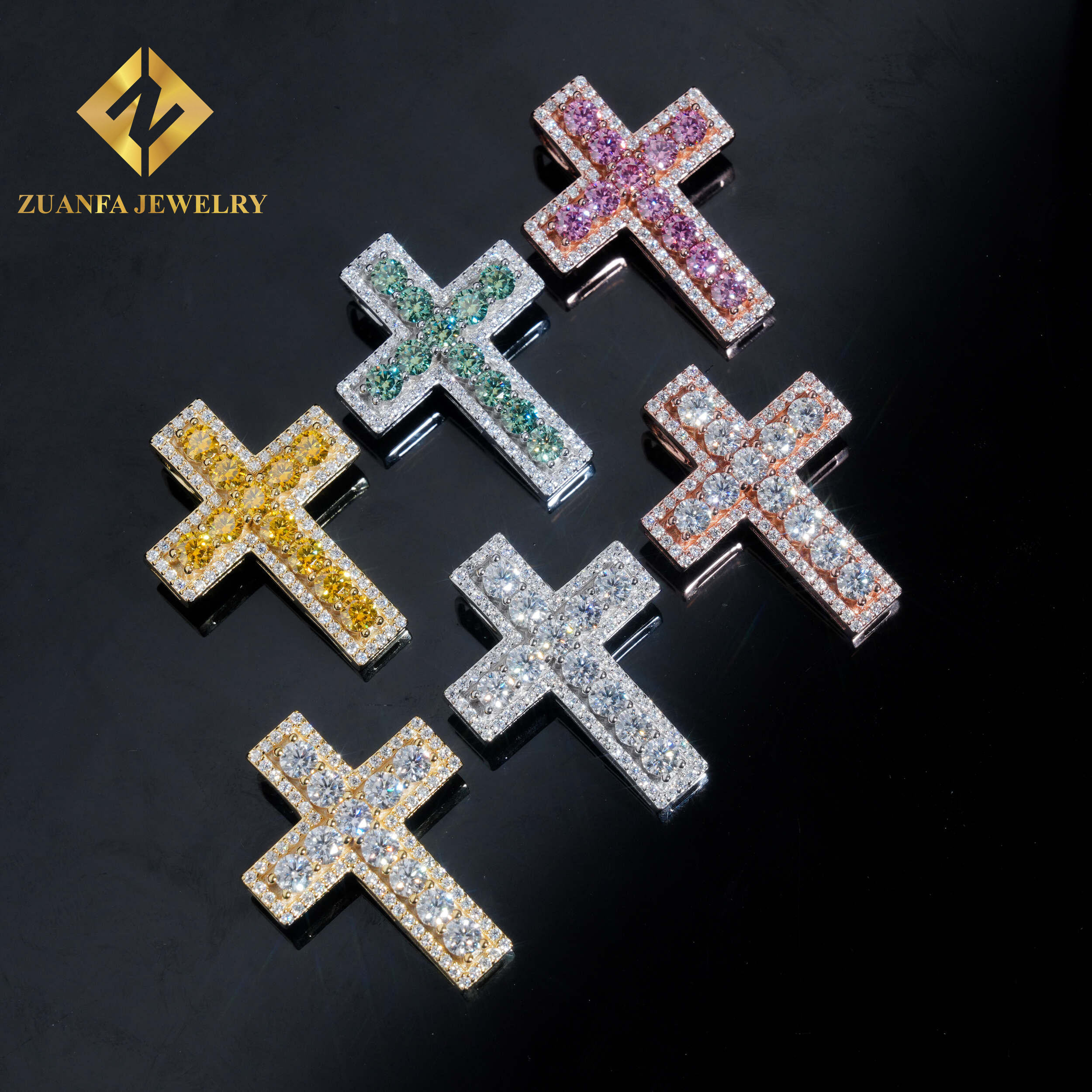 White moissanite &yellow gold plated