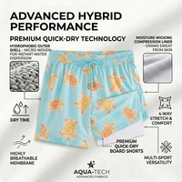 Trajes de Baño 2 en 1 para Hombre con Estampado de Tortuga, Secado Rápido, con Forro de Compresión, Shorts de Playa, OEM ODM Personalizados