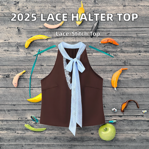 เสื้อครอปผู้หญิงแฟชั่นใหม่ประจำฤดูใบไม้ร่วงปี 2025 แบบรักษ์โลก ระบายอากาศได้ดี ตกแต่งด้วยลูกไม้ คอวีผูกหลัง สไตล์วินเทจ แขนกุด ลำลอง - Product Image 2