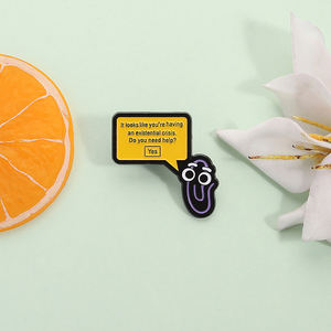 ¿Necesitas ayuda? Pin esmaltado Broches de texto divertidos Insignia de metal Mochila Ropa Regalo de joyería para amigos al por mayor - Product Image 2