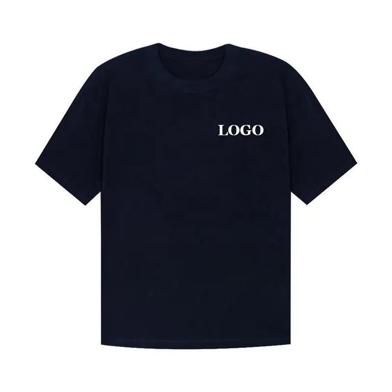 OEM kaus pria ukuran besar polos katun 270 GSM 100% kaus berat Logo kustom kaus cetak Puff untuk pria