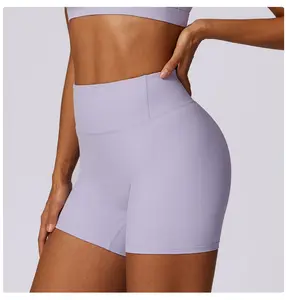 BDK8047 Shorts de motociclista sem costura para mulheres, calças curtas esportivas sem costura para ioga e academia, logotipo personalizado, para treino e treino