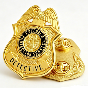 Badge de détective personnalisé en métal, emblème émaillé, écusson 2D plaqué or pour cosplay, remise de diplôme, cadeau d'Halloween - Product Image 6