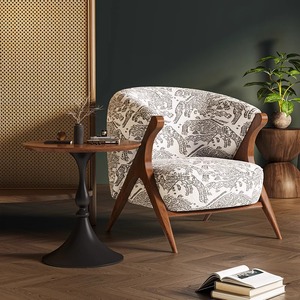 Sillón Individual de Diseño con Estampado Jacquard Tropical, para Sala de Estar o Balcón, con Patrón de Tigre y Montaña, Estilo Lujoso - Product Image 2