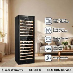 Vinopro şarap mahzeni üreticileri akıllı 40db çift bölge kompresör 330L 108 şişe kayın raflar ile şarap soğutucu buzdolabı - Product Image 3