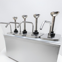 Distributeur de condiments en acier inoxydable à 4 pompes, distributeur de comptoir à 4 compartiments pour buffet, cafétéria