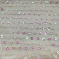 Tissu à paillettes de broderie en maille 100% polyester 60g/m2 pour robes de mariée, vente de luxe