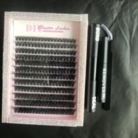 En gros, Kit de cils en grappes DIY de luxe faits main, à pointes, mixtes individuels, courbure J B, cils naturels