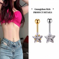 Anneau de nombril en acier inoxydable plaqué or avec zircon cubique, piercing pour nombril, bijou de corps, cadeau de fiançailles