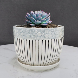 <span class=keywords><strong>Vaso</strong></span> <span class=keywords><strong>da</strong></span> fiori <span class=keywords><strong>in</strong></span> ceramica per interni a strisce blu decorazione <span class=keywords><strong>da</strong></span> giardino lavabo <span class=keywords><strong>in</strong></span> terracotta per piante - Product Image 3