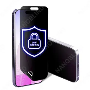 IPhone 15 시리즈 눈부심 방지 풀 접착제 충격 방지 눈 보호 필름이있는 4 가지 개인 정보 보호 화면 보호기