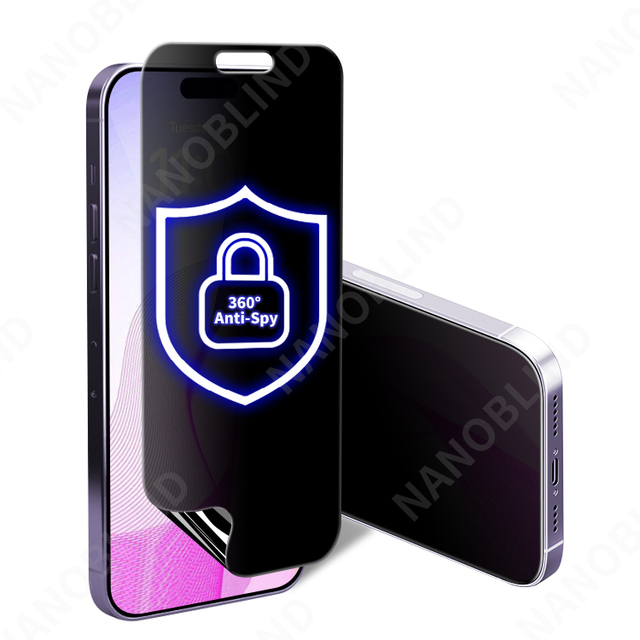 4 Way Privacy Screen Protector With Full Glue Shockproof Eyes Protective Film for iPhone 15 Series Anti Glare