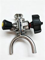 Vanne à diaphragme sanitaire à 3 voies en U avec port d'échantillonnage, en acier inoxydable 316L, OD19.05x1.5mm, DN20xDN10, pour l'industrie alimentaire et pharmaceutique