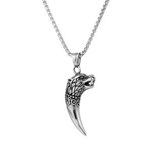 Yunnique – collier à crocs de loup en acier inoxydable, pendentif animal, chaîne de 60cm, bijoux Hip Hop pour hommes, Style Street - Product Image 5