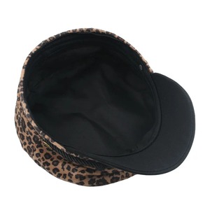 Chapeau béret vintage imprimé léopard pour femme en cuir PU Casquette plate - Product Image 6