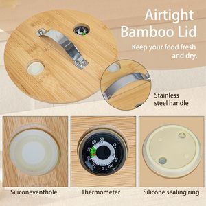 Distributeur de céréales multifonctionnel en verre rond hermétique pour comptoir, 5 L et 8 L, pour aliments secs, vente en gros - Product Image 6
