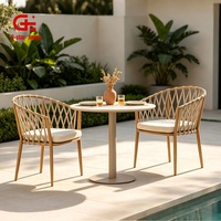 Chaise de jardin en corde tressée avec structure en aluminium, chaise de patio extérieure, chaise de salle à manger en corde tressée pour jardin, villa, hôtel, cour