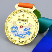Médaillon de natation personnalisé par sublimation en métal émail 3d 1ère 2ème 3ème médaille de natation
