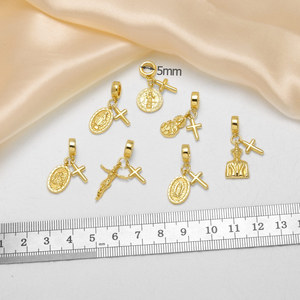 ASJEWELRY Pendentif religieux Vierge Marie Croix Sainte en cuivre plaqué or, pour la fabrication de bijoux pdtc053 - Product Image 2
