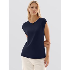 Gilet pull sans manches pour femme, col rond, léger, respirant, tricoté, décontracté, été - Product Image 6