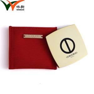 Fashion Custom Logo Gold Round <b>Mirror</b> Canvas Pouch Dual Handhold <b>Mirror</b> - Product Image 3